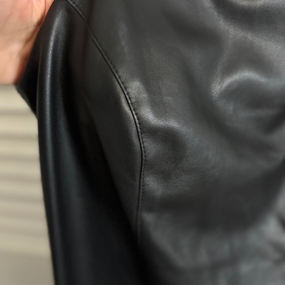 Topshop Faux Leather Spagetti Strip Black Womens SZ 8 Mini Dress w/Square Neck - Picture 8 of 11